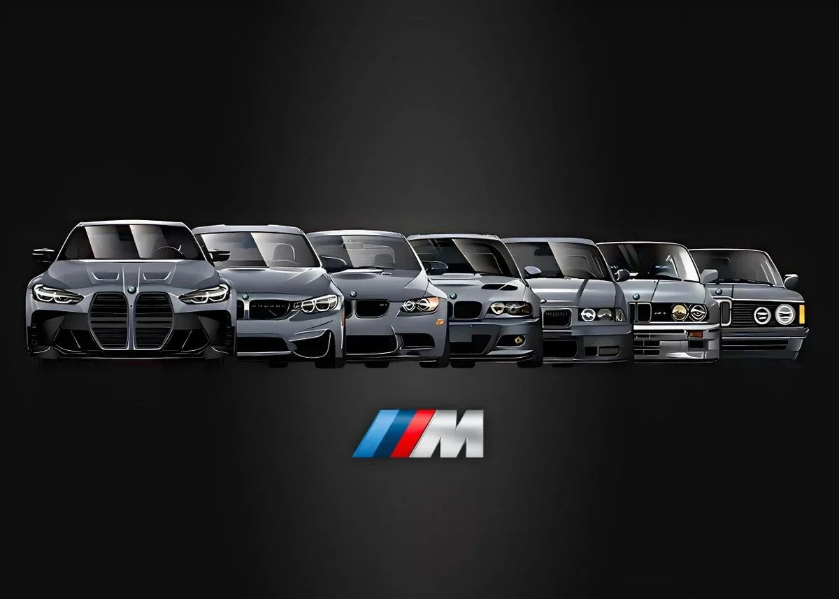 Affiche voiture générations BMW M3 Motorsport, poster voiture en toile, visuel 1