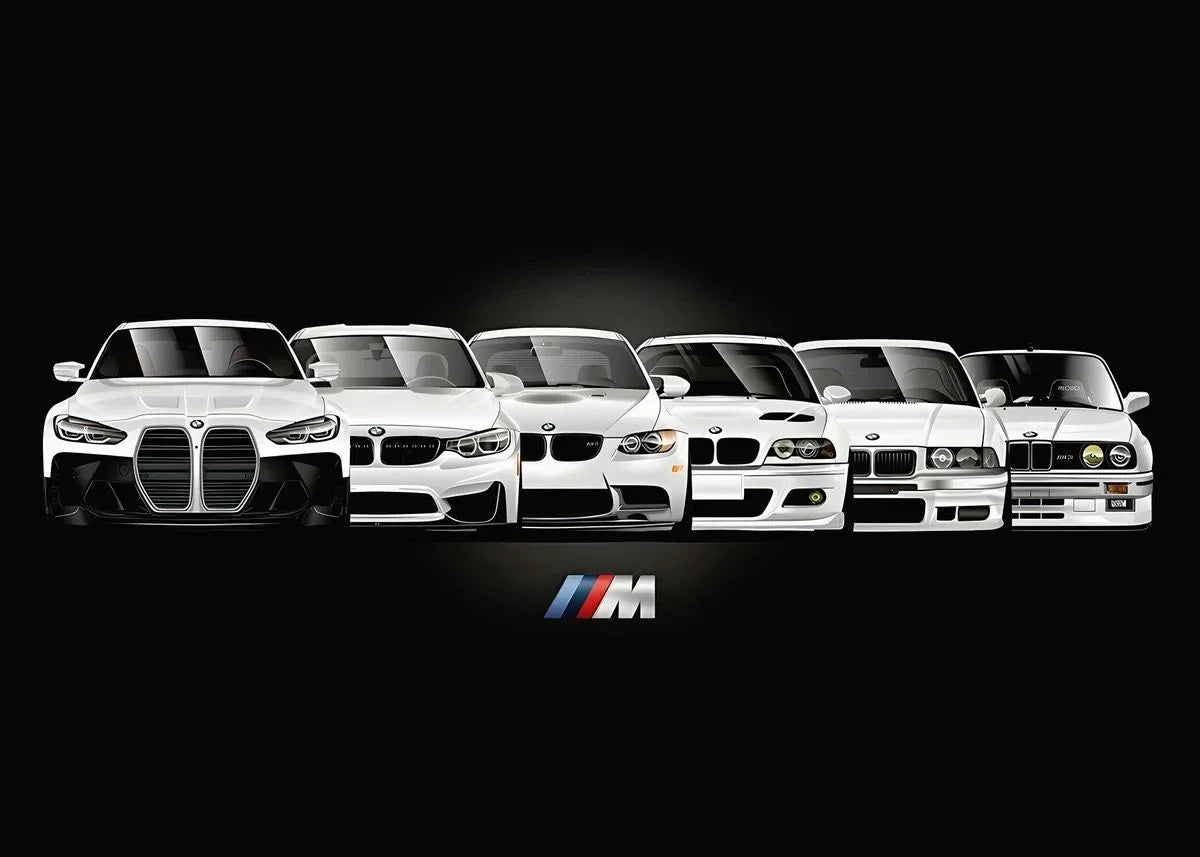 Affiche voiture générations BMW M3 Motorsport, poster voiture en toile, visuel 3