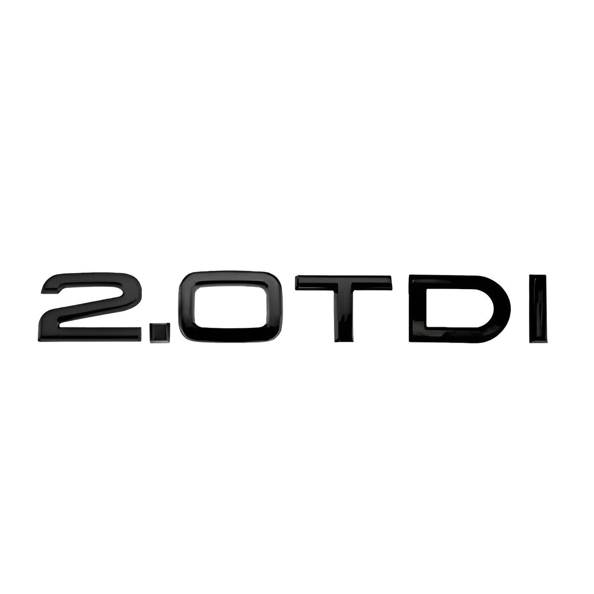 Badge de coffre 2.0 TDI noir monté sur le hayon d'une Audi