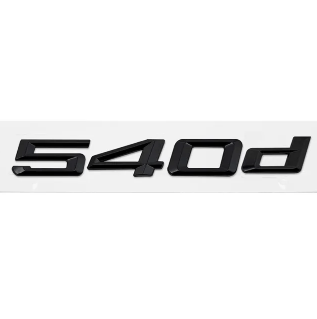 Badges de coffre noirs pour BMW Série 5 (E39, E60, F10), coloris glossy black, 540d