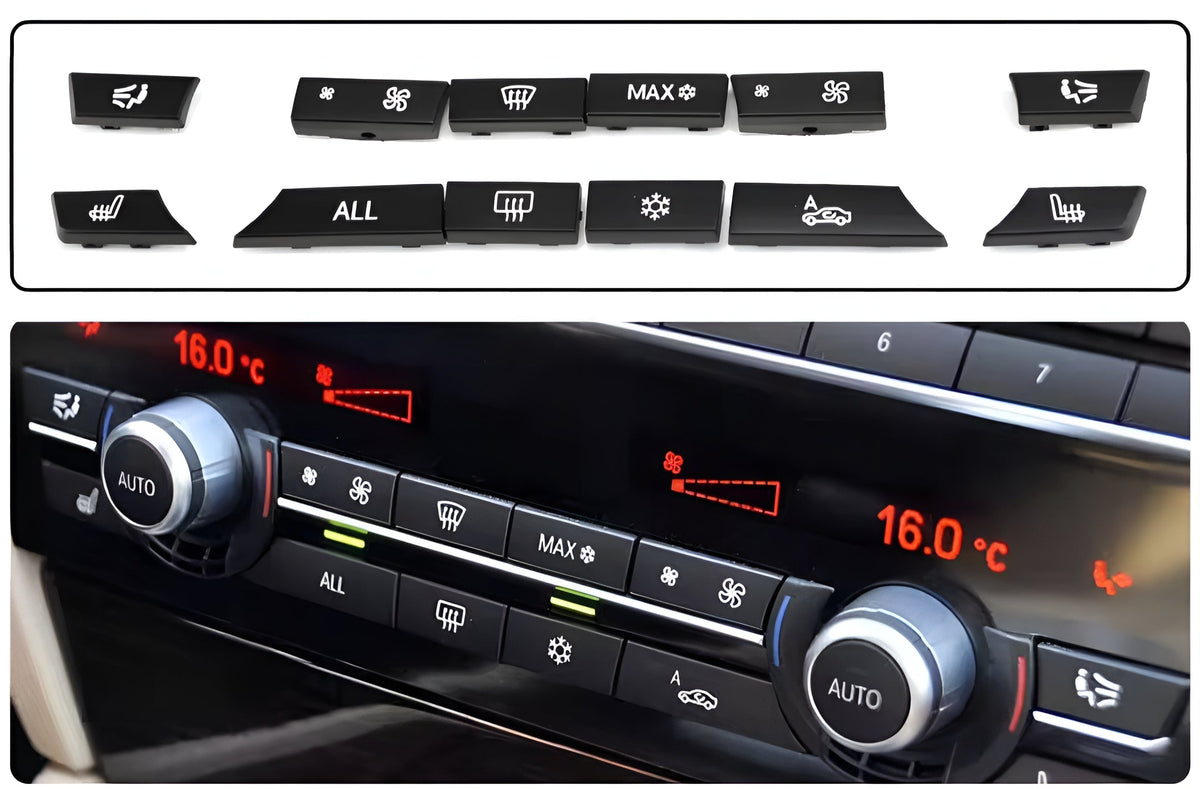 Boutons de chauffage et climatisation pour BMW Série 5 F10 (2010 à 2017), avec sièges chauffants (12 boutons)