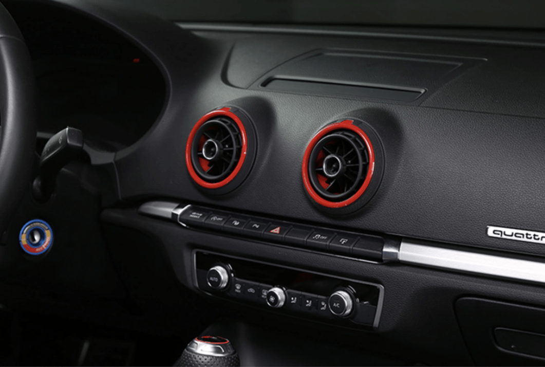 Entourages de grilles de ventilation colorés pour Audi A3, S3 8V (2013 à 2020), phase 1 (2013 à 2016), vue 1
