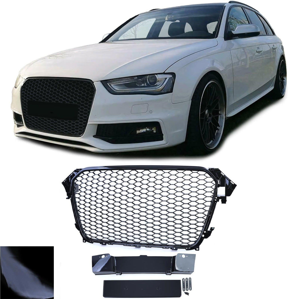 Grille de calandre nid d'abeille look RS4 pour Audi A4 B8 (2007 à 2015)