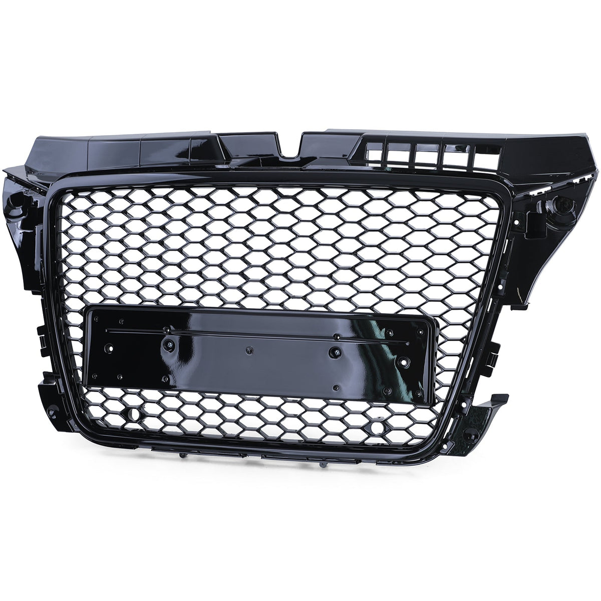 Grille de calandre nid d'abeille type RS3 pour Audi A3 8P (2005 à 2012), phase 1 - 2005 à avril 2008 (noir mat), vue 1