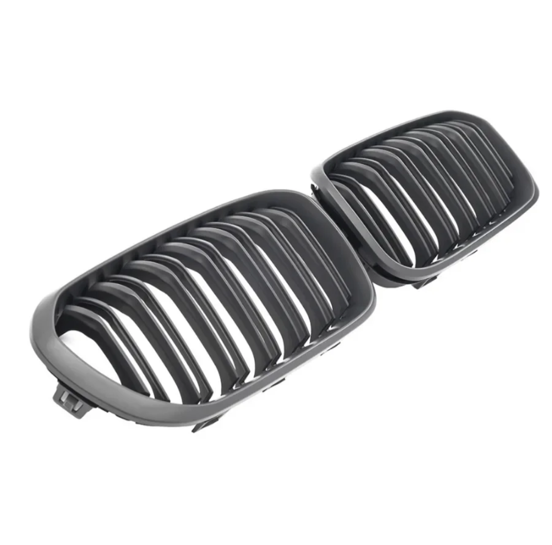 Grilles de calandre noir brillant pour BMW Série 1 F20 F21 look M Performance (2011 à 2019), double lame, finition noir mat
