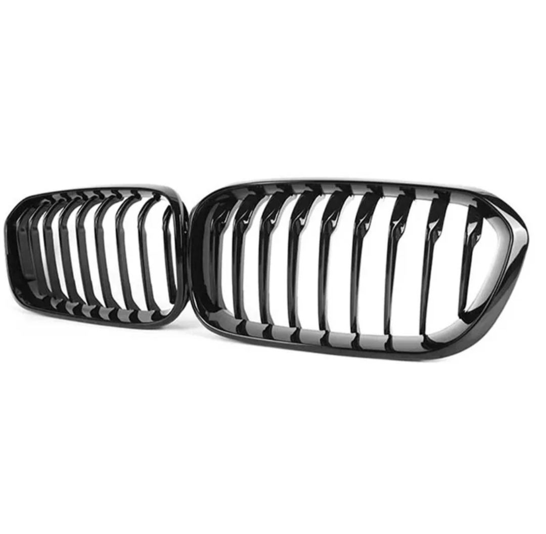 Grilles de calandre noir brillant pour BMW Série 1 F20 F21 look M Performance (2011 à 2019), simple lame