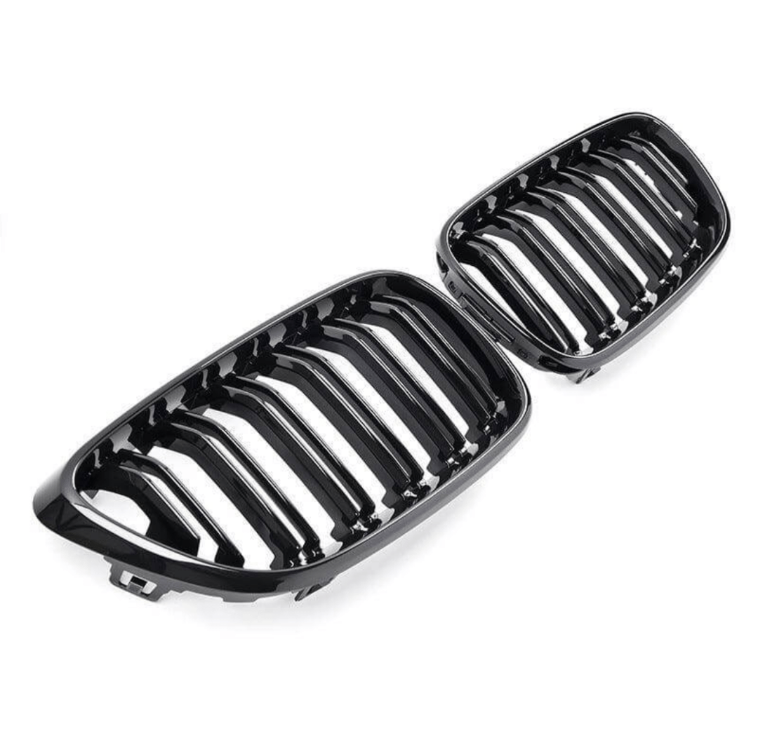 Grilles de calandre noir brillant pour BMW Série 2 F22 et M2 F87 type M Performance (2012 à 2021), double lame, vue 5