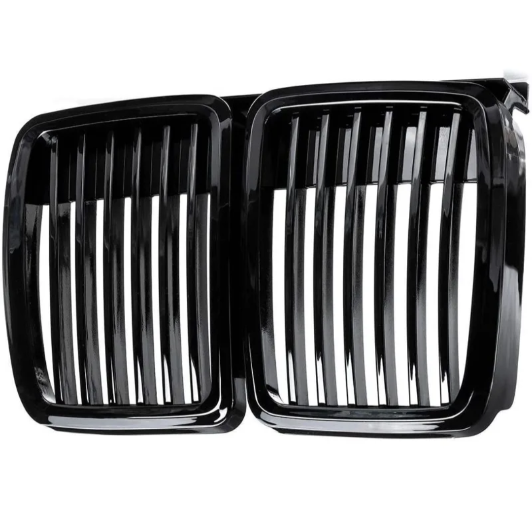 Grilles de calandre noir brillant pour BMW Série 3 et M3 E30 (1982 à 1991), coloris noir brillant