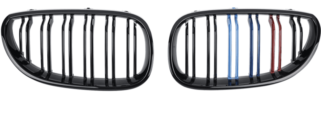 Grilles de calandre noires brillantes type Motorsport pour BMW Série 5 M5 E60 E61 (2003 à 2010), couleurs M