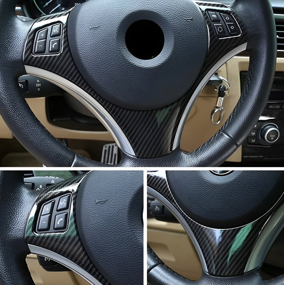 Inserts de volant en carbone replica pour BMW Série 3 berline E90, Coupé E92 (2005 à 2012), vue 2