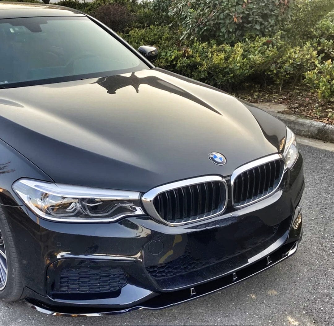 Lame avant de pare-choc avant splitter pour BMW Série 5 G30 (2018 à 2023), coloris noir brillant, vue 3