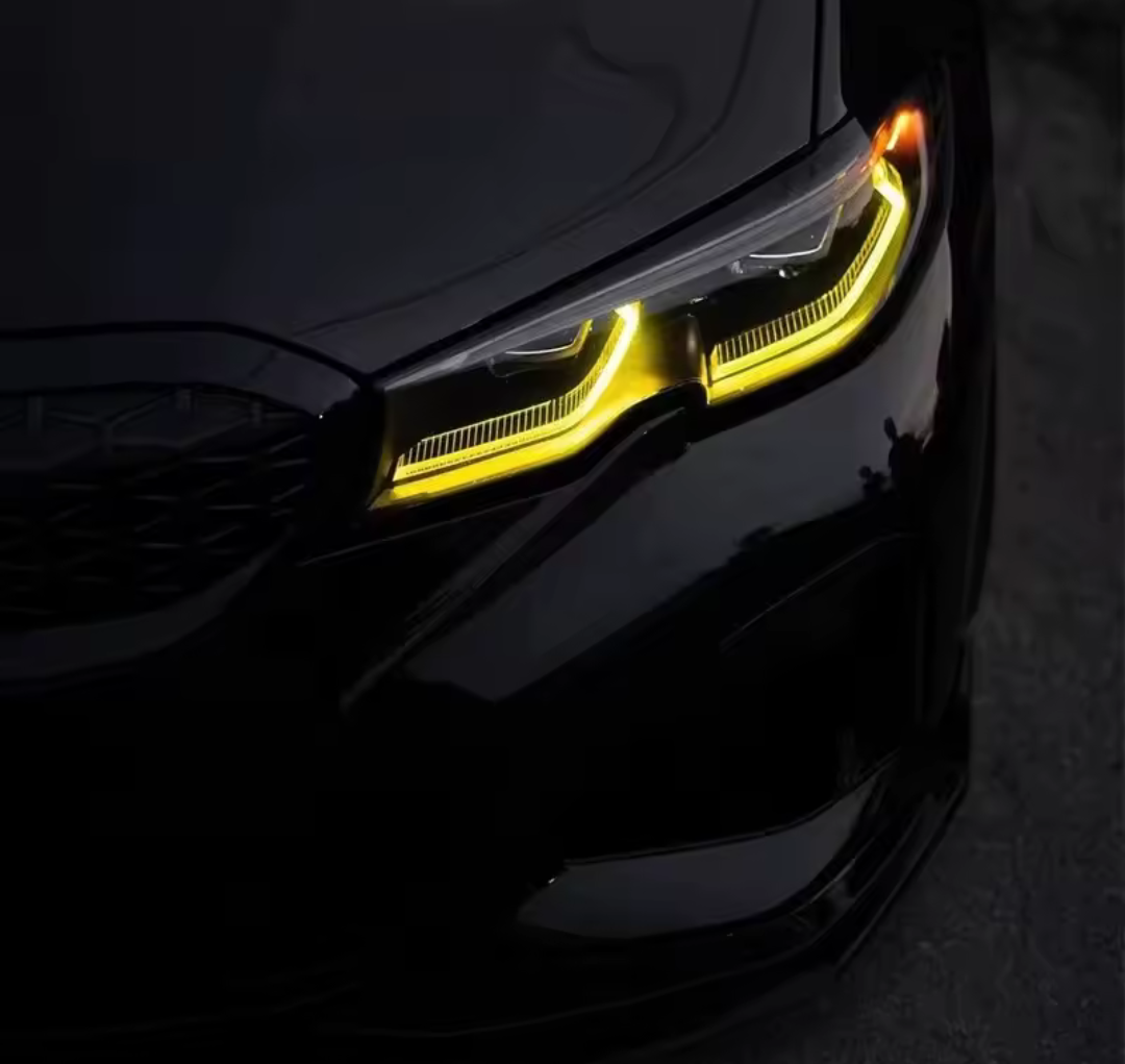 Modules LED DRL jaunes look CSL Angel Eyes pour BMW Série 4 G22, M4 G82 (2020 à 2024), phare avant laser