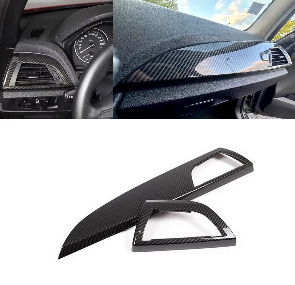 Pack inserts intérieur décoratifs carbone replica pour BMW Série 2 F22 et M2 F87 (2014 à 2021), tableau de bord (2 pièces)
