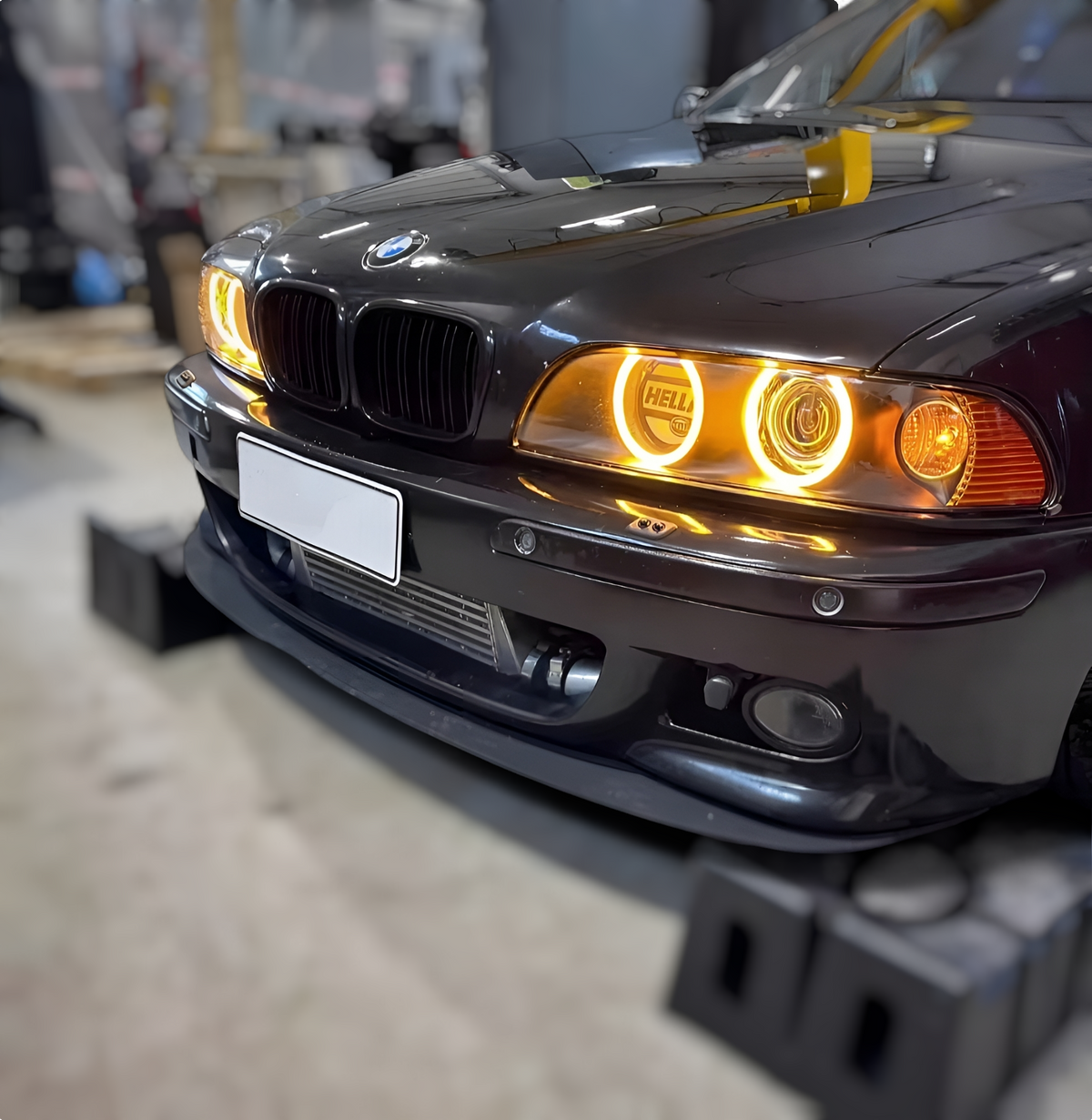 Phares Angel Eyes Anneaux LED pour BMW Série 5 E39 (1995 à 2004), LED jaune, phase 1 et 2, phares halogènes