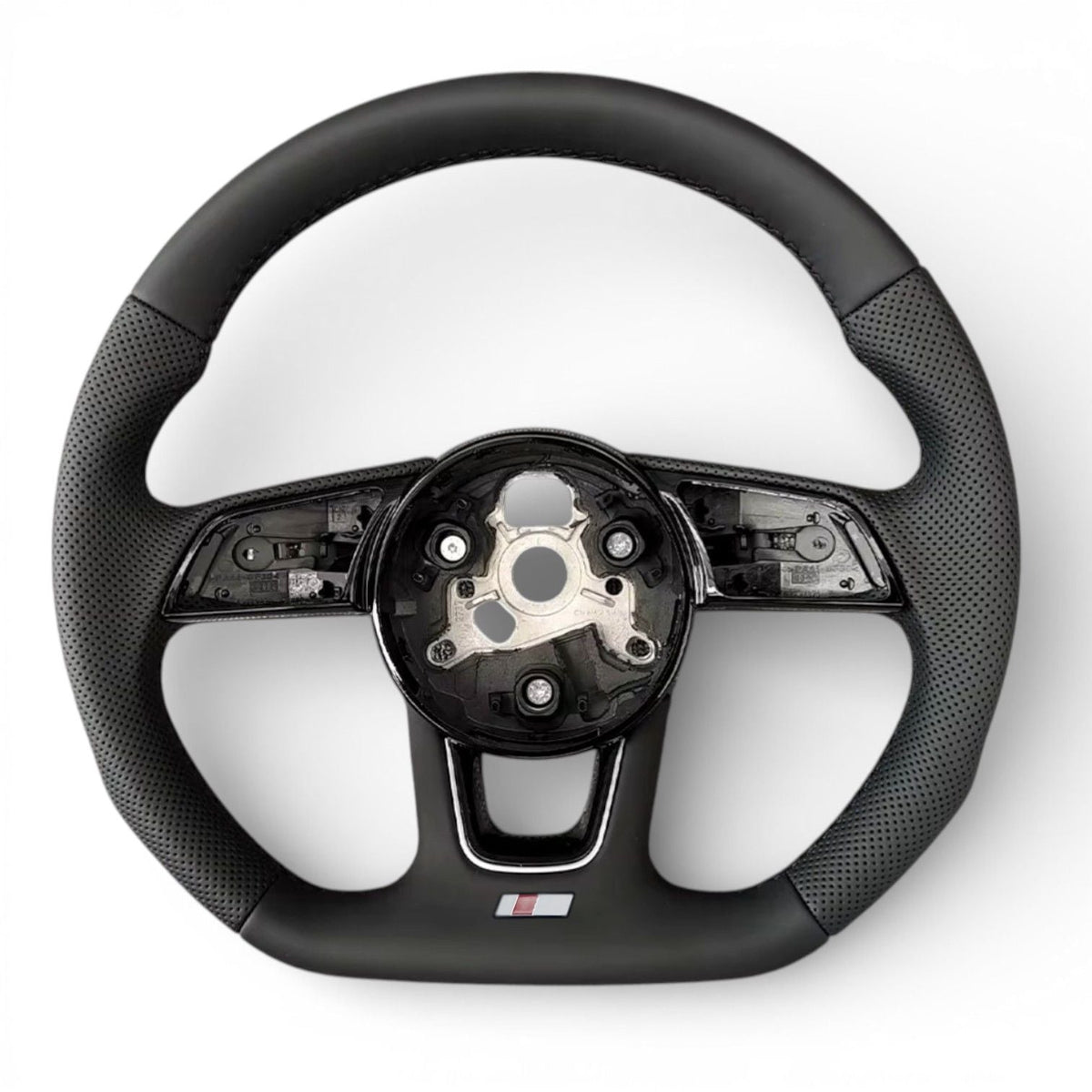 Volant à méplat Performance pour Audi A5, S5 B9 (2016 à 2024), cuir noir, surpiqûres noires
