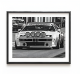 Affiche noir et blanc vintage de voiture ancienne BMW M1 Procar