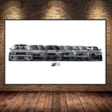 Affiche voiture générations BMW M3 Motorsport, poster voiture en toile, vue 5