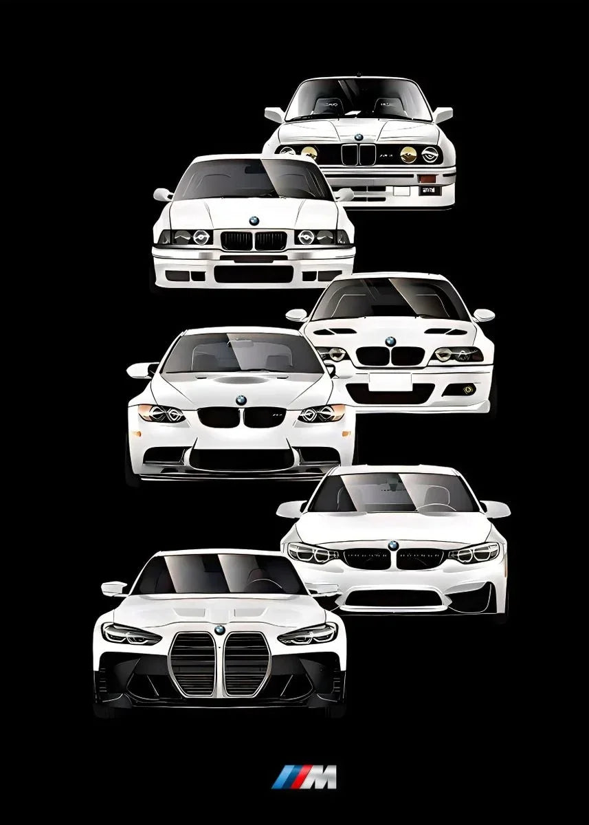Affiche voiture générations BMW M3 Motorsport, poster voiture en toile, visuel 2