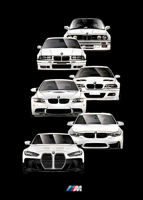 Affiche voiture générations BMW M3 Motorsport, poster voiture en toile, visuel 2