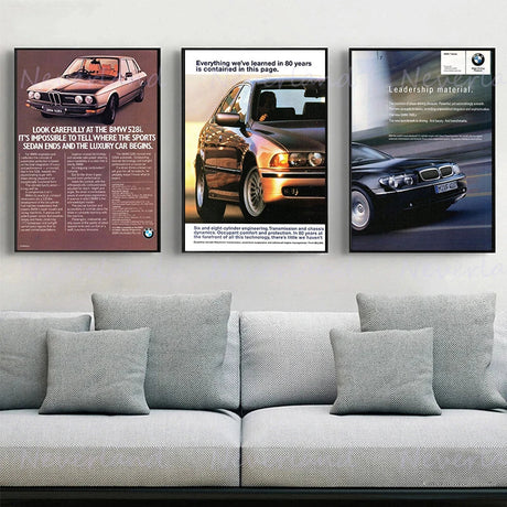 Affiches publicitaires vintage de voiture BMW, vue 2