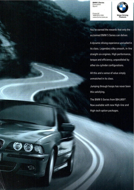 Affiches publicitaires vintage de voiture BMW, BMW Série 5 E39 1