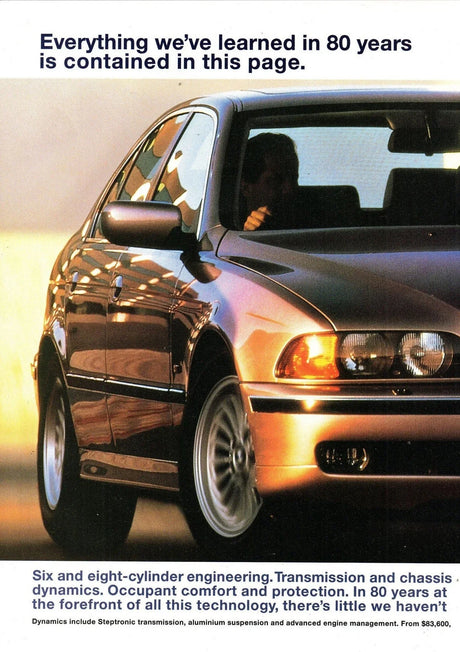 Affiches publicitaires vintage de voiture BMW, BMW Série 5 E39 2