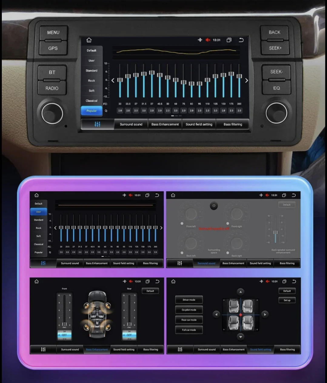 Autoradio connecté Apple CarPlay Android Auto pour BMW Série 3 M3 E46 (1998 à 2005), vue 4