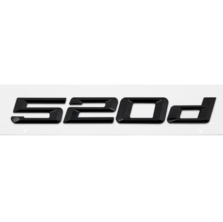 Badges de coffre noirs pour BMW Série 5 (E39, E60, F10), coloris glossy black, 520d
