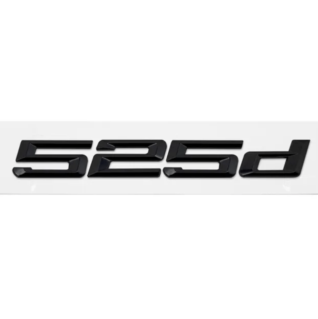Badges de coffre noirs pour BMW Série 5 (E39, E60, F10), coloris glossy black, 525d