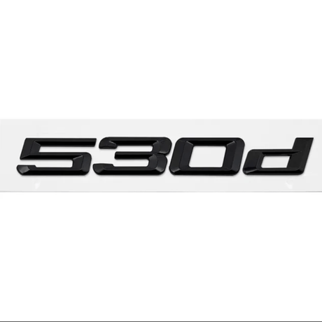 Badges de coffre noirs pour BMW Série 5 (E39, E60, F10), coloris glossy black, 530d