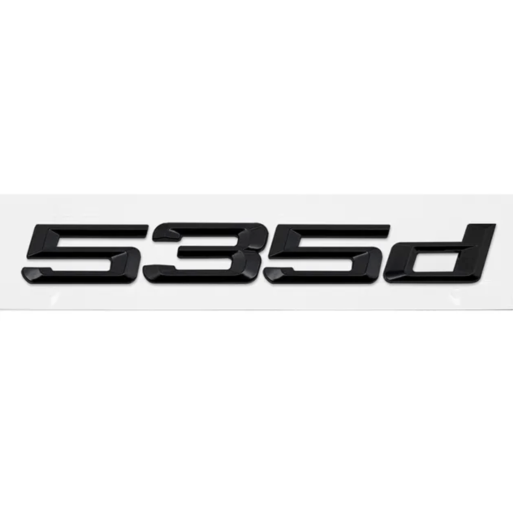 Badges de coffre noirs pour BMW Série 5 (E39, E60, F10), coloris glossy black, 535d