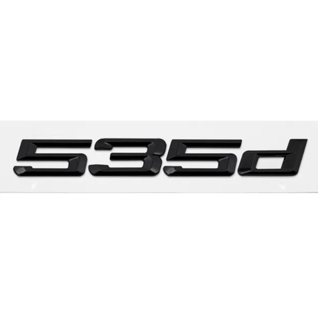 Badges de coffre noirs pour BMW Série 5 (E39, E60, F10), coloris glossy black, 535d