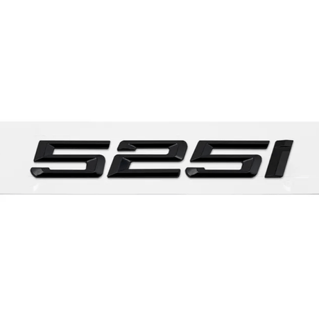 Badges de coffre noirs pour BMW Série 5 (E39, E60, F10), coloris glossy black, 525i