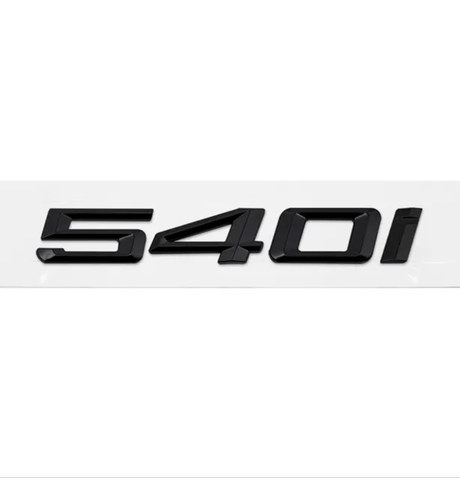 Badges de coffre noirs pour BMW Série 5 (E39, E60, F10), coloris glossy black, 540i