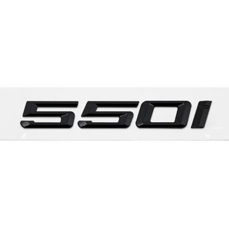 Badges de coffre noirs pour BMW Série 5 (E39, E60, F10), coloris glossy black, 550i