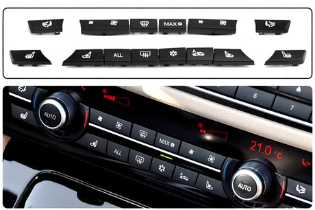 Boutons de chauffage et climatisation pour BMW Série 5 F10 (2010 à 2017), avec sièges chauffants et ventilés (14 boutons)