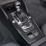 Garniture de console centrale look carbone pour Audi A3, S3 8V (2012 à 2020), avec démarrage sans clé, garniture en façade