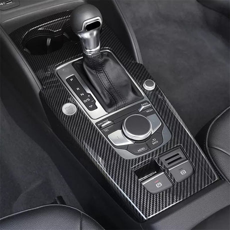 Garniture de console centrale look carbone pour Audi A3, S3 8V (2012 à 2020), avec démarrage sans clé, garniture en façade