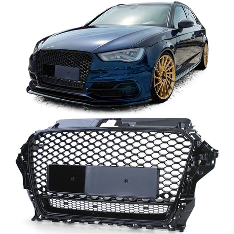 Grille de calandre nid d'abeille look RS3 pour Audi A3 8V (2012 à 2020), vue 6