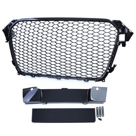 Grille de calandre nid d'abeille look RS4 pour Audi A4 B8 (2007 à 2015), phase 2 - décembre 2011 à 2015