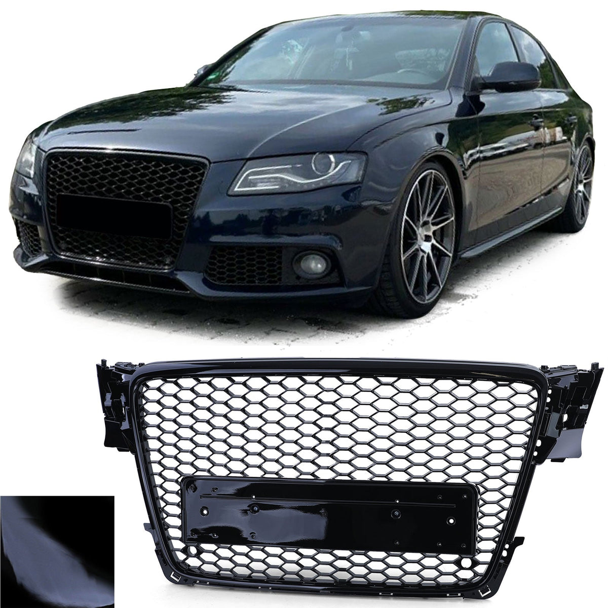 Grille de calandre nid d'abeille look RS4 pour Audi A4 B8 (2007 à 2015), vue 16