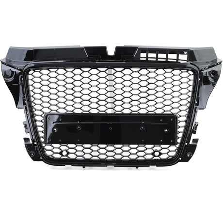 Grille de calandre nid d'abeille type RS3 pour Audi A3 8P (2005 à 2012), phase 1 - 2005 à avril 2008 (noir mat), vue 2