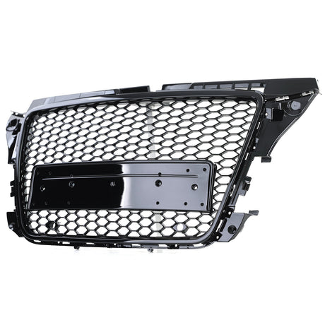 Grille de calandre nid d'abeille type RS3 pour Audi A3 8P (2005 à 2012), phase 2 - avril 2008 à 2012 (noir brillant), vue 3
