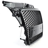 Grille de calandre nid d'abeille type RS3 pour Audi A3 8P (2005 à 2012), phase 2 - avril 2008 à 2012 (noir brillant), vue 4
