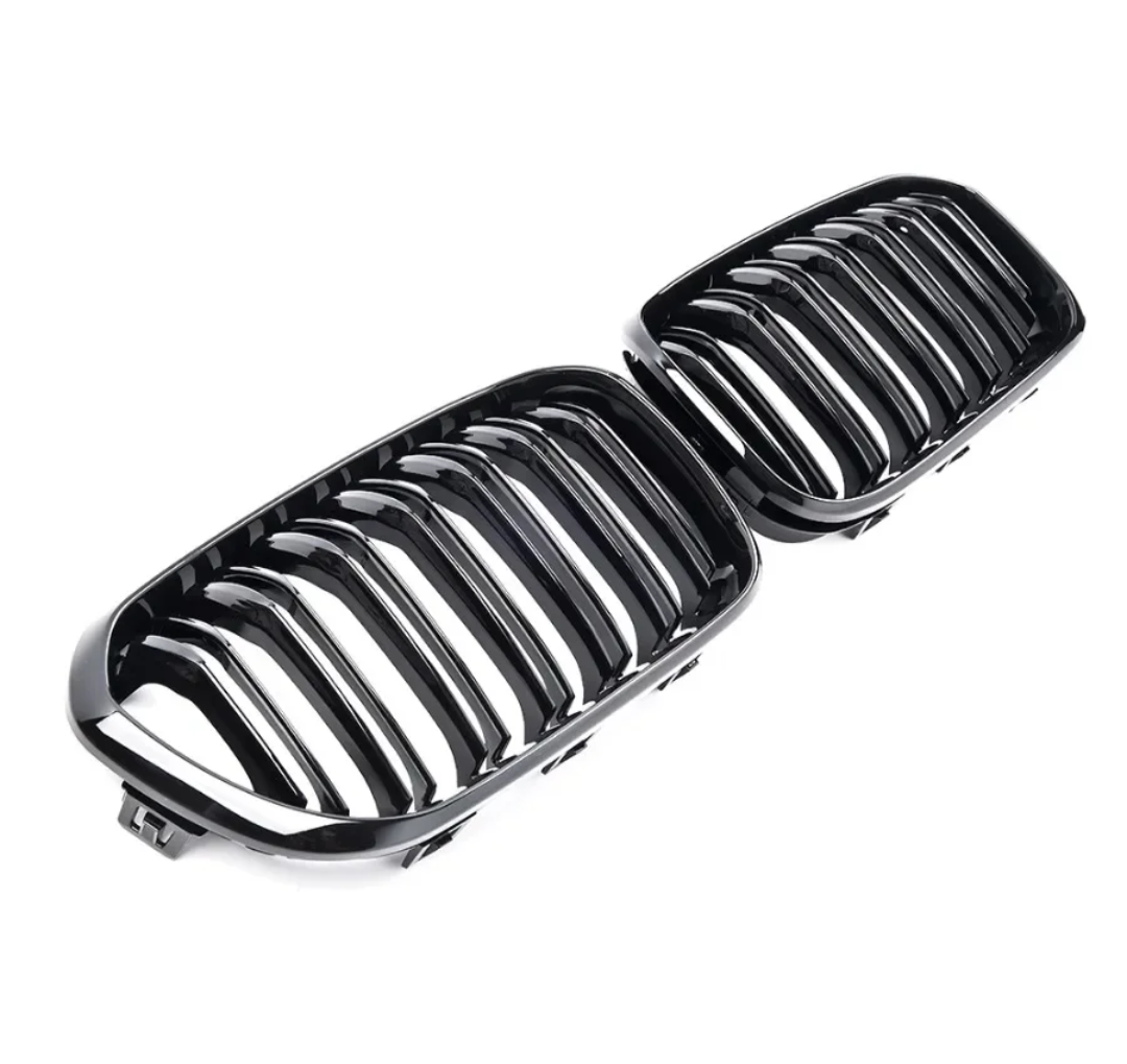 Grilles de calandre noir brillant pour BMW Série 1 F20 F21 look M Performance (2011 à 2019), F20 LCI (2015 à 2019)
