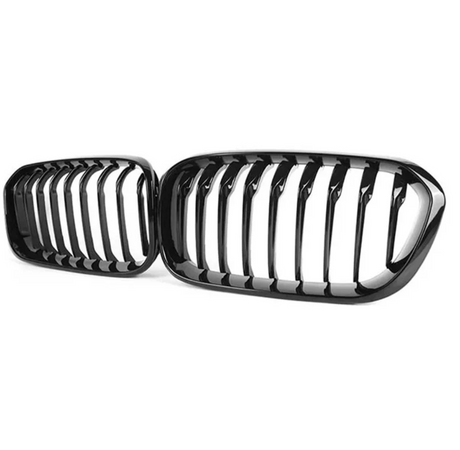 Grilles de calandre noir brillant pour BMW Série 1 F20 F21 look M Performance (2011 à 2019), simple lame