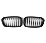 Grilles de calandre noir brillant pour BMW Série 1 F20 F21 look M Performance (2011 à 2019), simple lame, finition noir mat