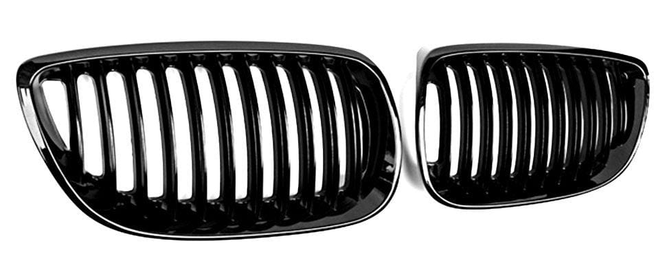 Grilles de calandre noir brillant pour BMW Série 3 E92 E93 look M Performance (2006 à 2014), simple lame, vue 3