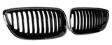 Grilles de calandre noir brillant pour BMW Série 3 E92 E93 look M Performance (2006 à 2014), simple lame, vue 3