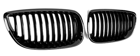 Grilles de calandre noir brillant pour BMW Série 3 E92 E93 look M Performance (2006 à 2014), simple lame, vue 3